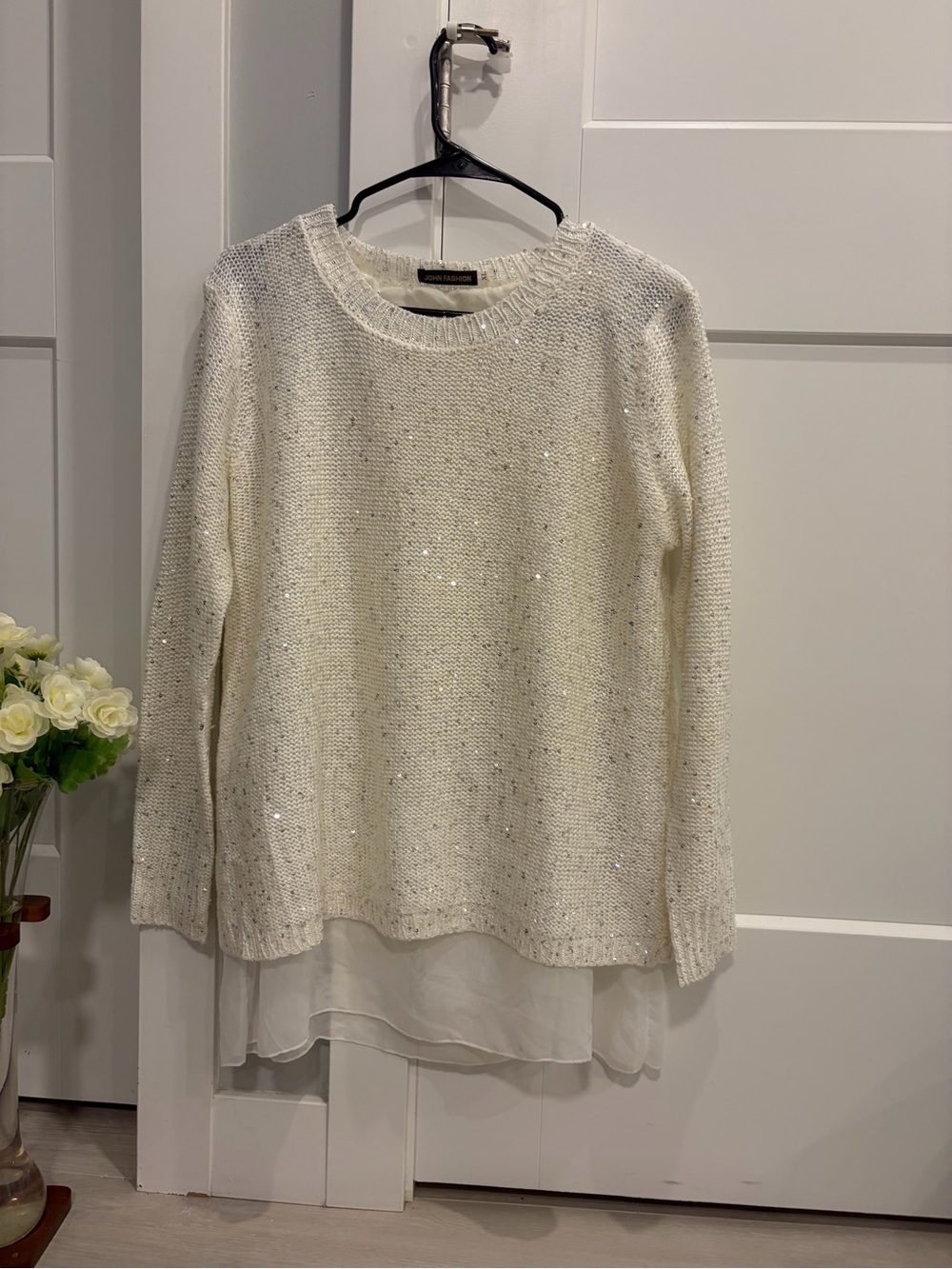 John fashion Sequin Layered Hem Sweater — Women